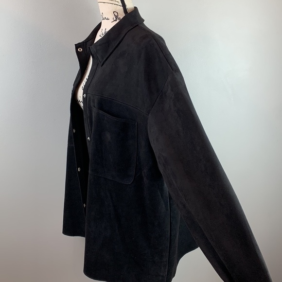 Oversized Faux Suede Snap-Button Shacket Shirt Jacket NEW! - Picture 8 of 10